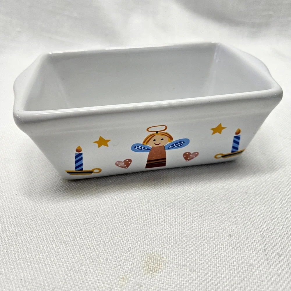 Holiday Mini Loaf Pan Set of 4 Mini Multicolor Ceramic Christmas Decor baking‎